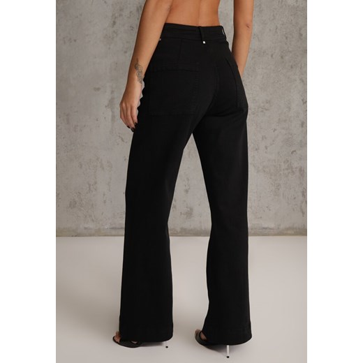 Czarne Jeansy Wide Leg High Waist z Bawełny Savarophila Renee L renee.pl