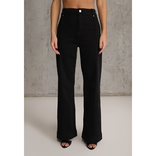Czarne Jeansy Wide Leg High Waist z Bawełny Savarophila Renee M renee.pl