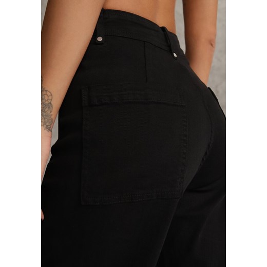 Czarne Jeansy Wide Leg High Waist z Bawełny Savarophila Renee M renee.pl