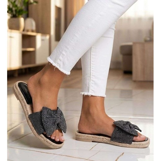 Czarne klapki dla dziewczynki kokarda /F8-1 14592 T198/ ze sklepu Pantofelek24.pl w kategorii Klapki dziecięce - zdjęcie 188334365