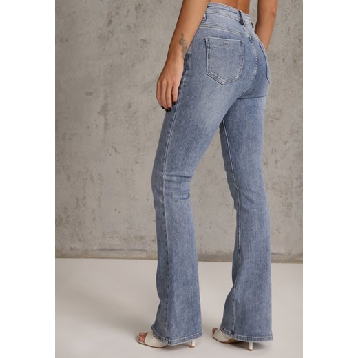 Niebieskie Bawełniane Jeansy Dzwony High Waist Kelapheu Renee S renee.pl