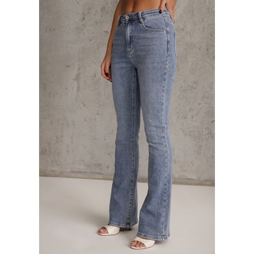 Niebieskie Bawełniane Jeansy Dzwony High Waist Kelapheu Renee M renee.pl