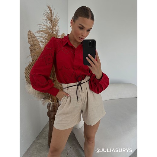 Mohito - Szorty z wiskozy i lnu - beżowy ze sklepu Mohito w kategorii Szorty - zdjęcie 188360498