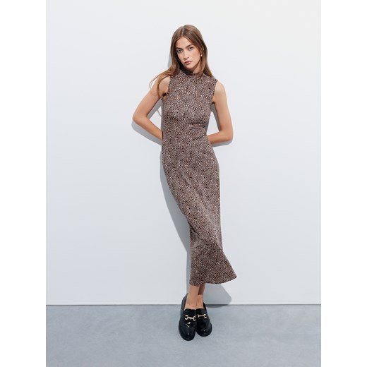 Mohito - Wiskozowa spódnica midi w panterkę - beżowy ze sklepu Mohito w kategorii Spódnice - zdjęcie 188373289