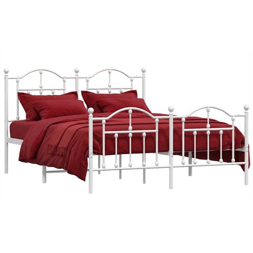 Białe metalowe łóżko małżeńskie 140x200 cm W1-P93 ze sklepu Edinos.pl w kategorii Łóżka i materace - zdjęcie 188378399