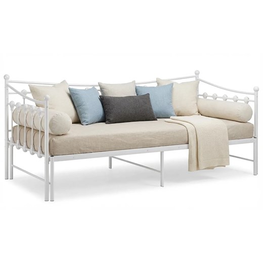 Białe rozkładane łóżko metalowe 90x200 cm T3-A86 ze sklepu Edinos.pl w kategorii Łóżka i materace - zdjęcie 188385445