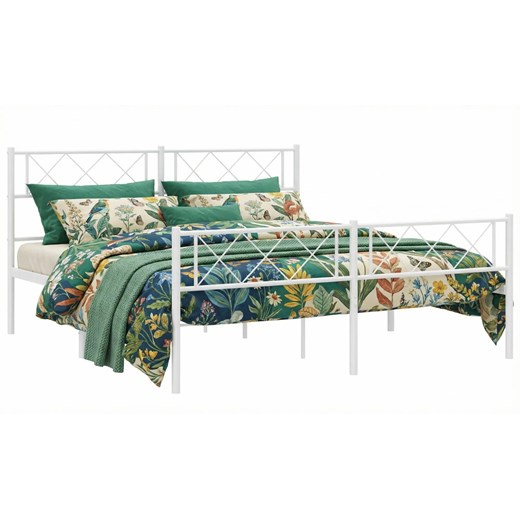 Łóżko małżeńskie biały metal 140x200 cm E5-Z23 ze sklepu Edinos.pl w kategorii Łóżka i materace - zdjęcie 188385458