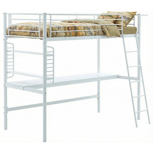 Białe łóżko pojedyncze z biurkiem i organizerem T5-M70 ze sklepu Edinos.pl w kategorii Łóżka i materace - zdjęcie 188385467