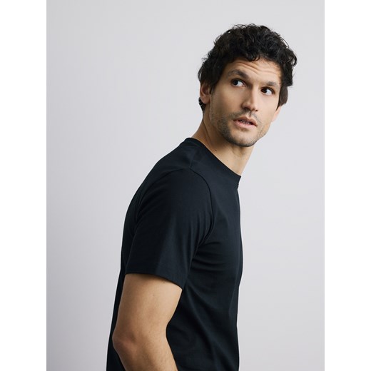 Reserved - Bawełniany t-shirt regular - czarny ze sklepu Reserved w kategorii T-shirty męskie - zdjęcie 188388346