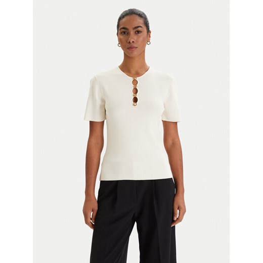 KARL LAGERFELD Bluzka B1W18014 Écru Slim Fit ze sklepu MODIVO w kategorii Bluzki damskie - zdjęcie 188405038