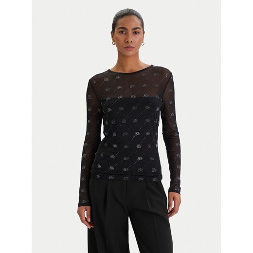KARL LAGERFELD Bluzka B1W17024 Czarny Slim Fit ze sklepu MODIVO w kategorii Bluzki damskie - zdjęcie 188405055