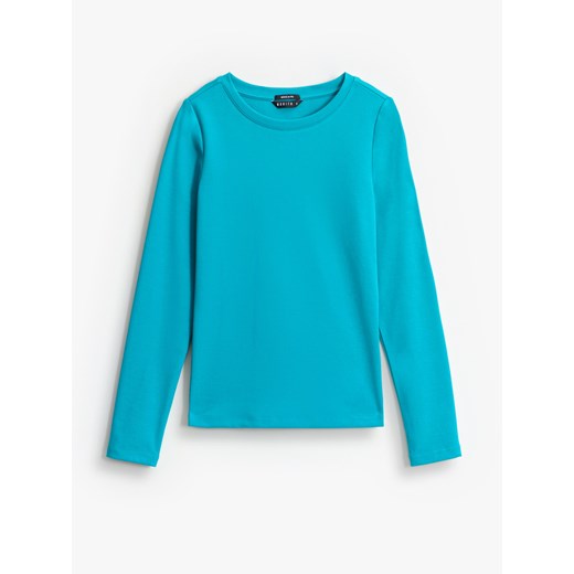 Mohito - Longsleeve basic - turkusowy ze sklepu Mohito w kategorii Bluzki damskie - zdjęcie 188405427