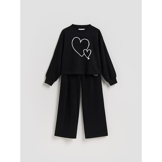 Reserved - Bawełniany komplet - czarny ze sklepu Reserved w kategorii Bluzy dziewczęce - zdjęcie 188405796