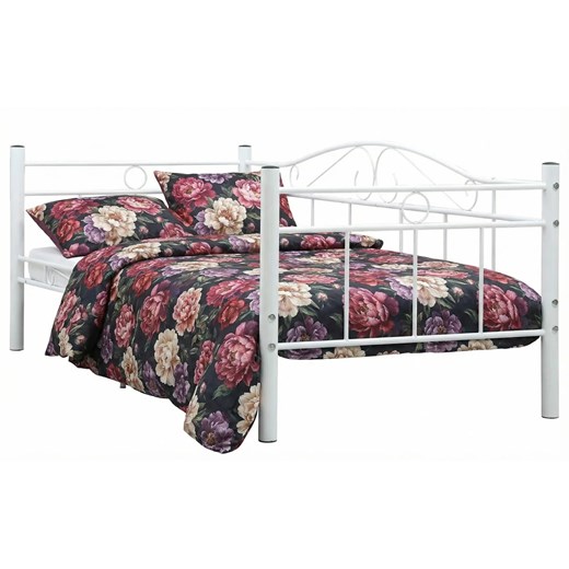 Białe metalowe łóżko pojedyncze 90x200 cm N0-H62 ze sklepu Edinos.pl w kategorii Łóżka i materace - zdjęcie 188406189