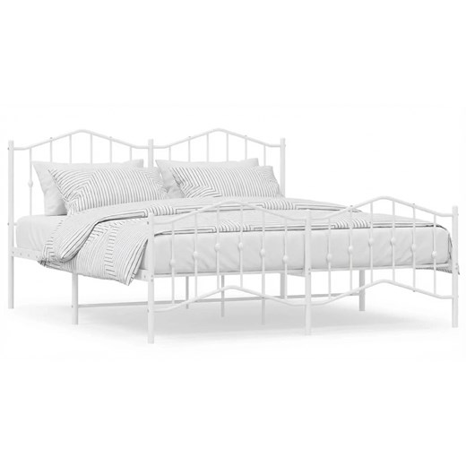 Białe rustykalne łóżko metalowe 200x200 cm W6-E26 ze sklepu Edinos.pl w kategorii Łóżka i materace - zdjęcie 188406199