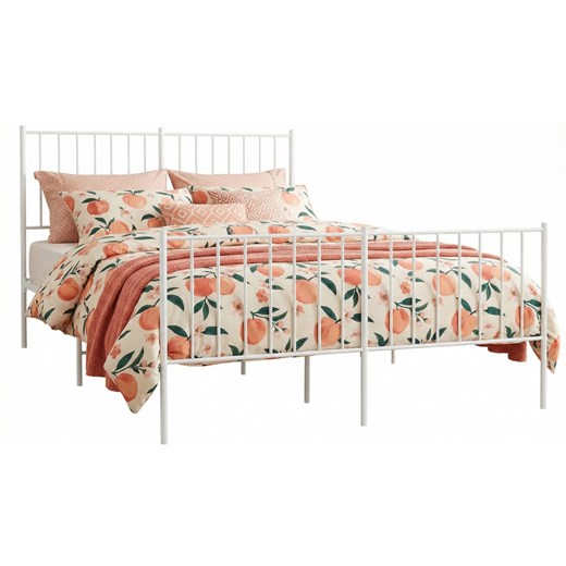 Białe metalowe łóżko małżeńskie w stylu loft 160x200 cm E7-P32 ze sklepu Edinos.pl w kategorii Łóżka i materace - zdjęcie 188406205