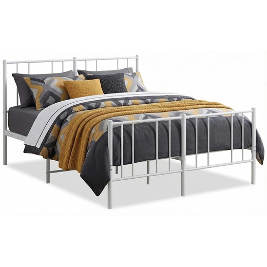 Białe metalowe łóżko małżeńskie w stylu loft 140x200 cm T1-T97 ze sklepu Edinos.pl w kategorii Łóżka i materace - zdjęcie 188406217
