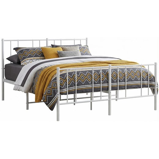 Białe metalowe łóżko małżeńskie 160x200 cm C6-W61 ze sklepu Edinos.pl w kategorii Łóżka i materace - zdjęcie 188406218