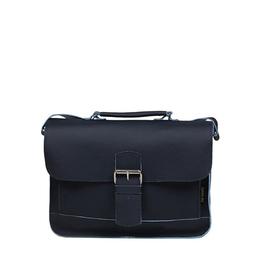 granatowa torba skórzana listonoszka  na ramię i do ręki OLY ze sklepu Słoń Torbalski w kategorii Listonoszki - zdjęcie 188412949