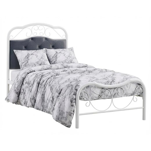 Białe łóżko metalowe 90 x 200 cm N3-C40 ze sklepu Edinos.pl w kategorii Łóżka i materace - zdjęcie 188426146