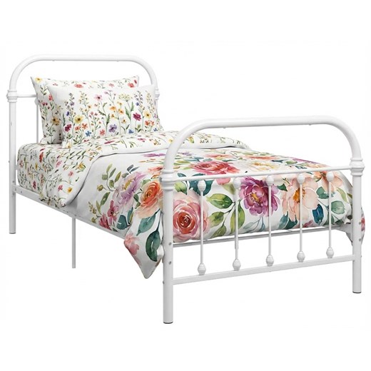 Białe metalowe łóżko 90x200 cm D2-T88 ze sklepu Edinos.pl w kategorii Łóżka i materace - zdjęcie 188426148