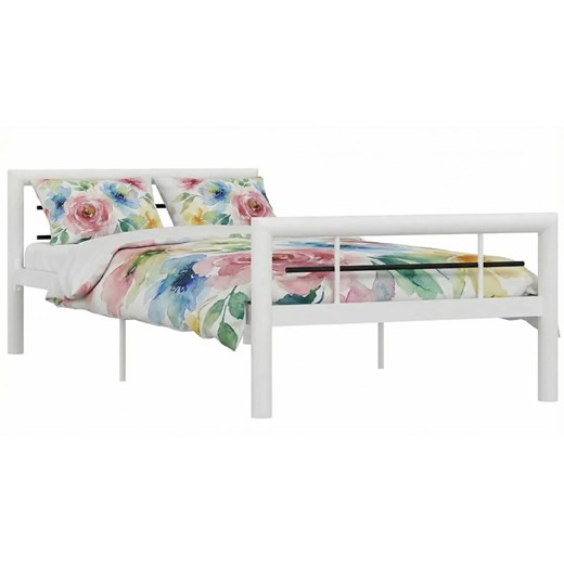 Białe metalowe łóżko jednoosobowe 90x200 cm Z0-B59 ze sklepu Edinos.pl w kategorii Łóżka i materace - zdjęcie 188426159