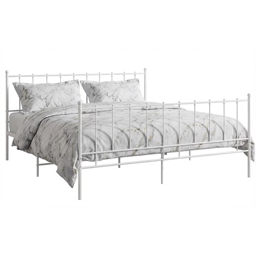 Białe metalowe łóżko z zagłówkiem 140x200 cm L9-A77 ze sklepu Edinos.pl w kategorii Łóżka i materace - zdjęcie 188426165