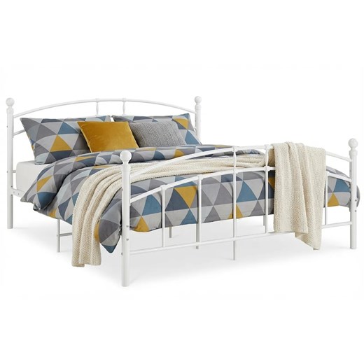 Białe metalowe łóżko małżeńskie 180x200 cm C4-Z10 ze sklepu Edinos.pl w kategorii Łóżka i materace - zdjęcie 188426175