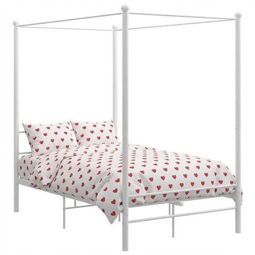 Białe metalowe łóżko z baldachimem 120x200 cm C1-K14 ze sklepu Edinos.pl w kategorii Łóżka i materace - zdjęcie 188426177