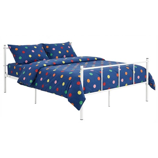 Białe metalowe łóżko 120x200 cm G5-P08 ze sklepu Edinos.pl w kategorii Łóżka i materace - zdjęcie 188426186