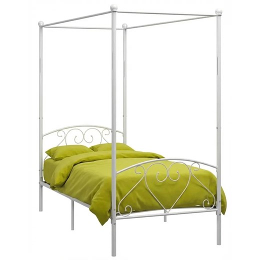 Białe metalowe łóżko z baldachimem 90x200 cm Z6-N63 ze sklepu Edinos.pl w kategorii Łóżka i materace - zdjęcie 188426187