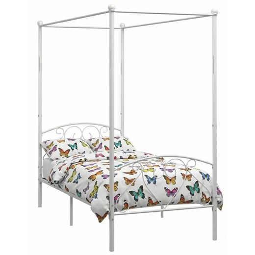 Białe metalowe łóżko z baldachimem 100x200 cm Z2-H60 ze sklepu Edinos.pl w kategorii Łóżka i materace - zdjęcie 188426188