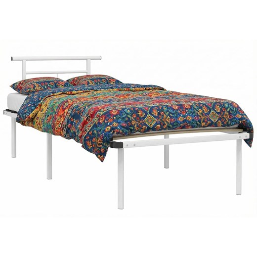 Białe metalowe łóżko z zagłówkiem 100x200 cm F1-L02 ze sklepu Edinos.pl w kategorii Łóżka i materace - zdjęcie 188426199