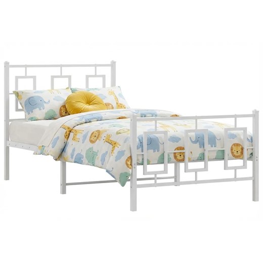 Białe metalowe łózko pojedyncze 90x200 cm T3-L94 ze sklepu Edinos.pl w kategorii Łóżka i materace - zdjęcie 188426207