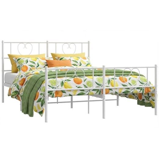 Białe metalowe łóżko małżeńskie 140x200 cm - Veligo ze sklepu Edinos.pl w kategorii Łóżka i materace - zdjęcie 188426216