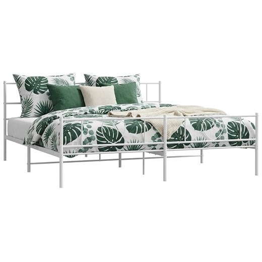 Białe metalowe łóżko małżeńskie 180x200 cm - Veligo ze sklepu Edinos.pl w kategorii Łóżka i materace - zdjęcie 188426218