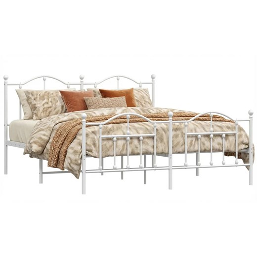 Białe metalowe łóżko małżeńskie 160x200 cm K2-S14 ze sklepu Edinos.pl w kategorii Łóżka i materace - zdjęcie 188426225