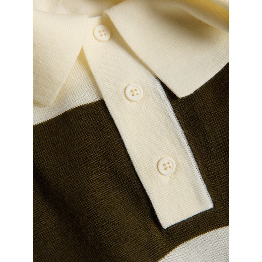 Reserved - Sweter polo z wełny merino - zielony Reserved L Reserved