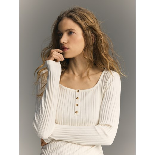 Reserved - Longsleeve z modalem - złamana biel Reserved XS Reserved