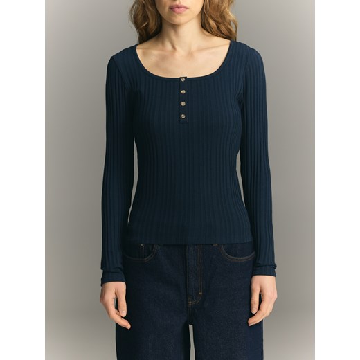 Reserved - Longsleeve z modalem - granatowy Reserved S Reserved