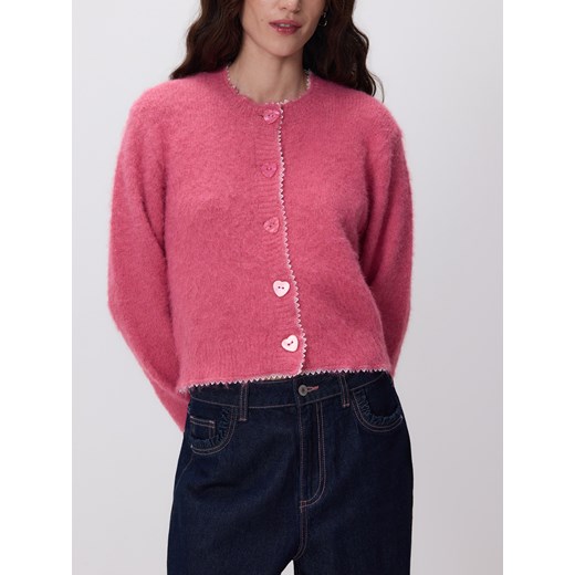 Reserved - Kardigan z ozdobnymi guzikami - różowy ze sklepu Reserved w kategorii Swetry damskie - zdjęcie 188432645