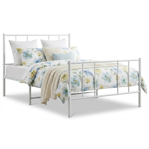 Loftowe metalowe łózko białe 100x200 cm W1-P26 ze sklepu Edinos.pl w kategorii Łóżka i materace - zdjęcie 188433215