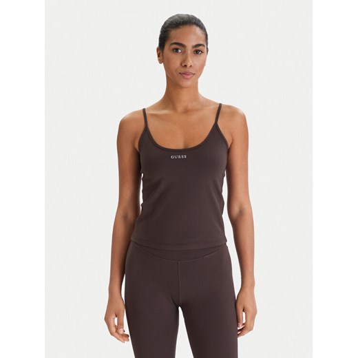 Guess Top V6RP14 KD952 Brązowy Slim Fit ze sklepu MODIVO w kategorii Bluzki damskie - zdjęcie 188433675