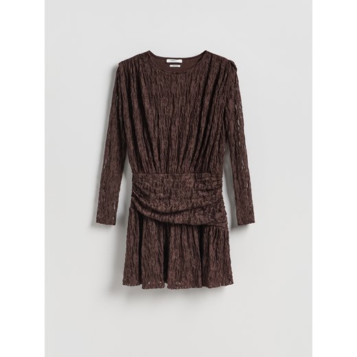 Reserved - Koronkowa sukienka - ciemnobrązowy Reserved L Reserved promocja