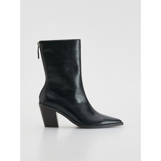Reserved - Skórzane botki - czarny Reserved 39 okazja Reserved