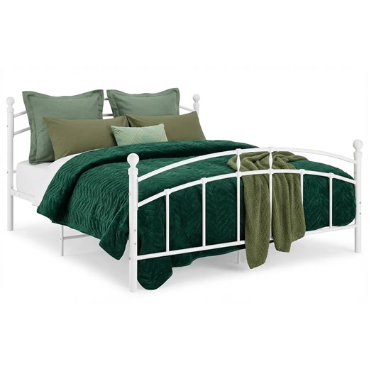 Białe duże metalowe łóżko z zagłówkiem 200x200 cm E1-S02 ze sklepu Edinos.pl w kategorii Łóżka i materace - zdjęcie 188473306