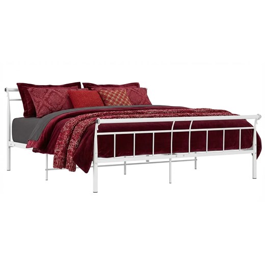 Białe metalowe łóżko z zagłówkiem 120x200 cm - Ventano ze sklepu Edinos.pl w kategorii Łóżka i materace - zdjęcie 188473307