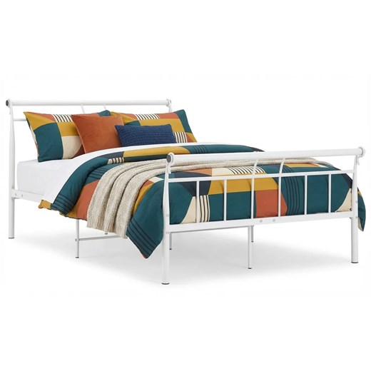 Białe metalowe łóżko małżeńskie 140x200 cm E2-G13 ze sklepu Edinos.pl w kategorii Łóżka i materace - zdjęcie 188473308