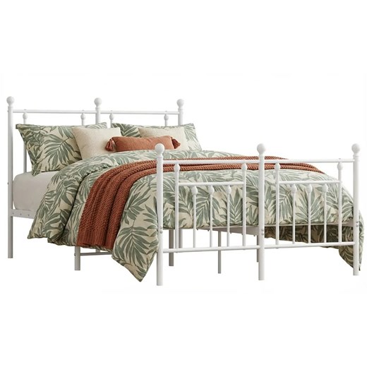 Białe metalowe łóżko małżeńskie 150x200 cm - Ringo ze sklepu Edinos.pl w kategorii Łóżka i materace - zdjęcie 188473316