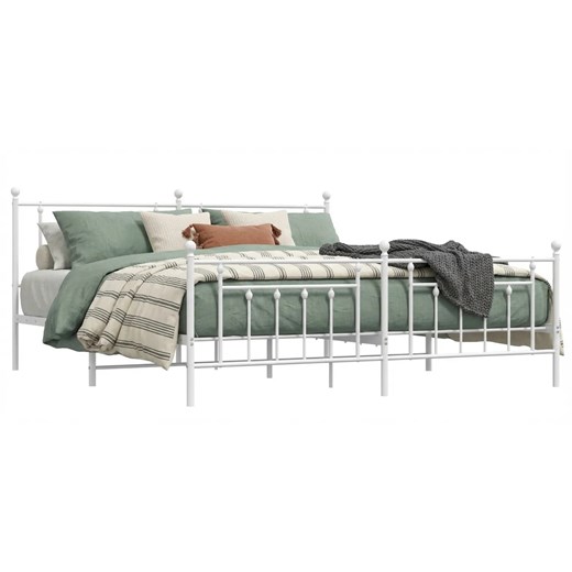 Białe metalowe łóżko małżeńskie 180x200 cm H5-E08 ze sklepu Edinos.pl w kategorii Łóżka i materace - zdjęcie 188473317